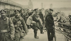 Gunners of the R.F.A. landing at Dover after four and a half years war service abroad, 1919